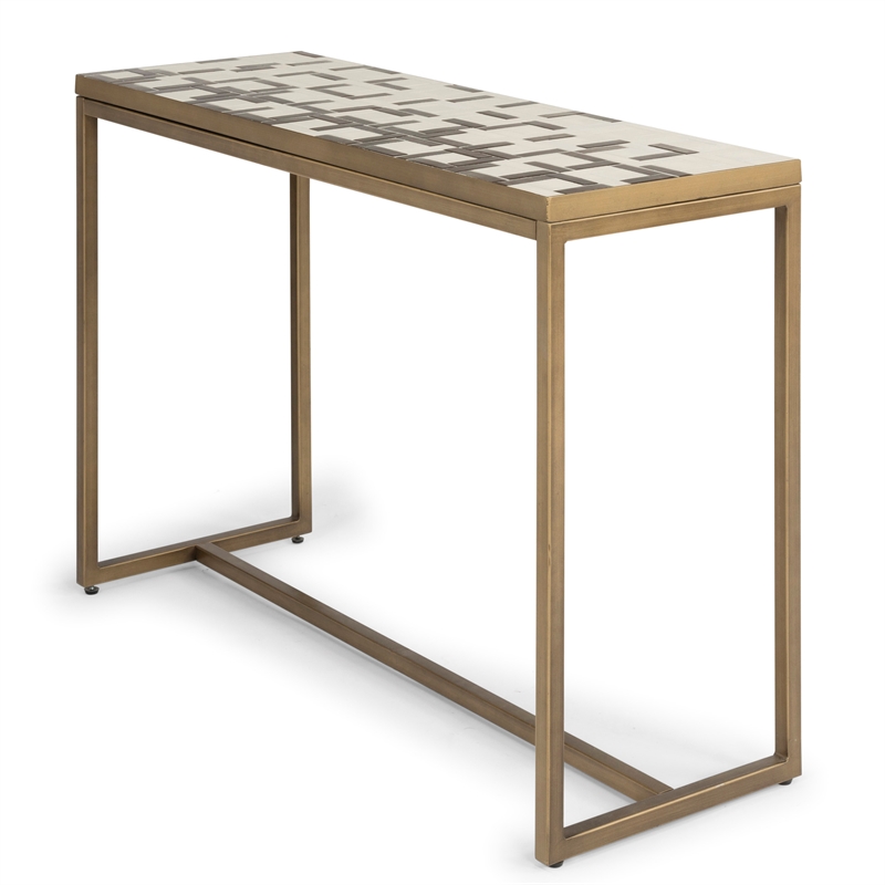 Pemberly Row Contemporary Geometric Stainless Steel Console Table