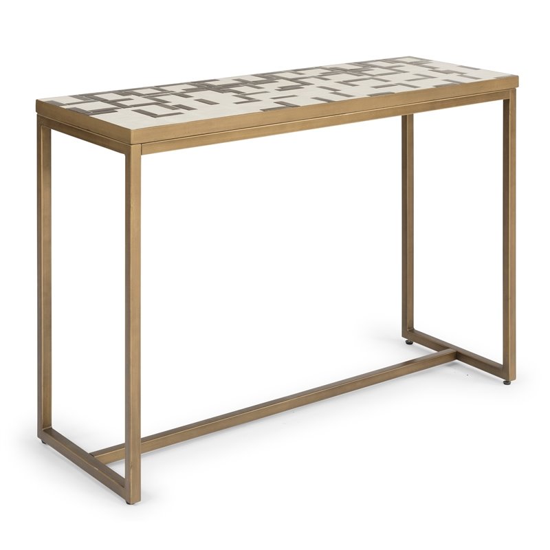 Pemberly Row Contemporary Geometric Stainless Steel Console Table