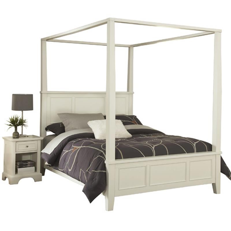 Pemberly Row Contemporary Off White Wood Queen Bed and Nightstand