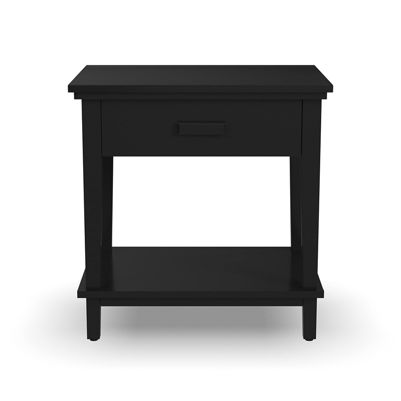 Pemberly Row 1-Drawer Traditional Wood Nightstand in Black Finish