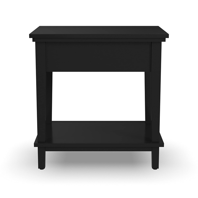 Pemberly Row 1-Drawer Traditional Wood Nightstand in Black Finish