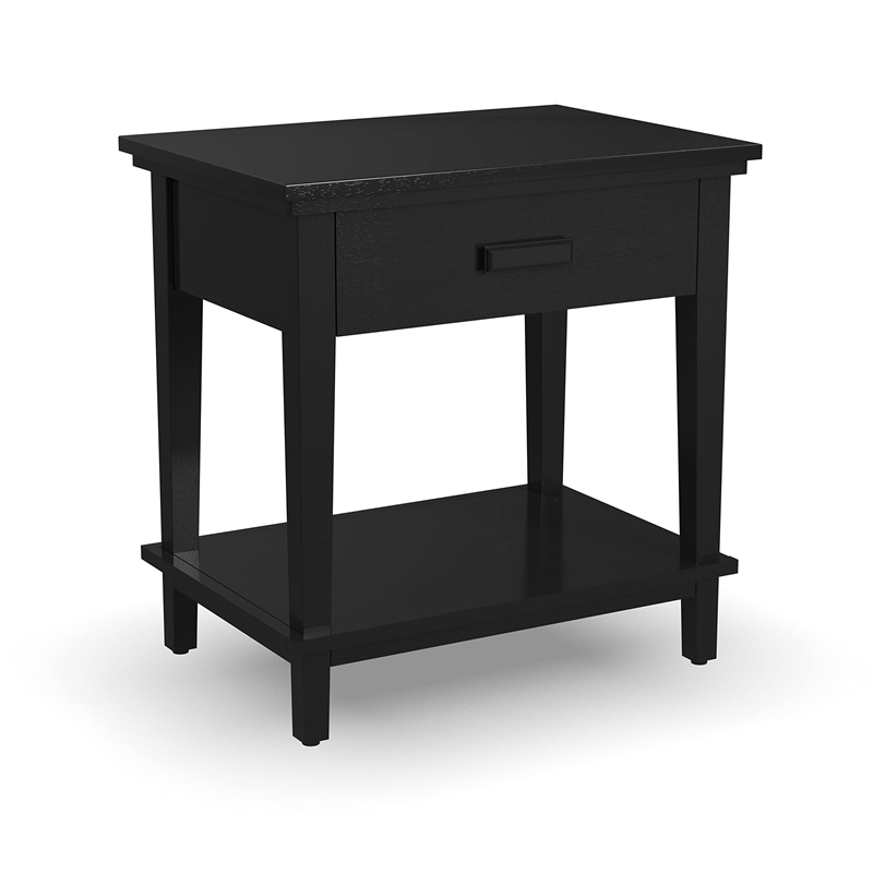Pemberly Row 1-Drawer Traditional Wood Nightstand in Black Finish