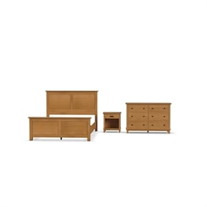Pemberly Row 3-Piece Wood Queen Bedroom Sets with Nightstand in Brown