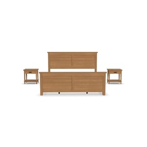 Pemberly Row 3-Piece Wood King Bedroom Sets with 2 Nightstand in Brown