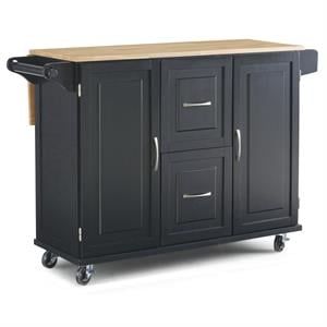 Pemberly Row Modern / Contemporary Wood Kitchen Cart in Black