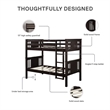 Pemberly Row Transitional Wood Twin Bunk Bed in Espresso Finish