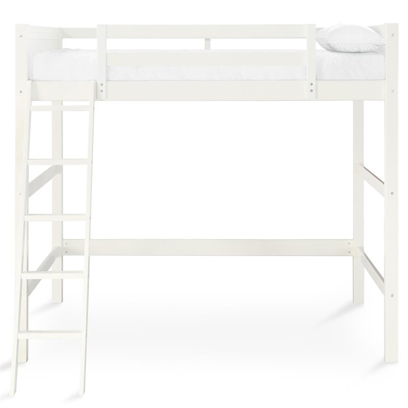 Pemberly Row Modern / Contemporary Wood Full Loft Bed in White Finish