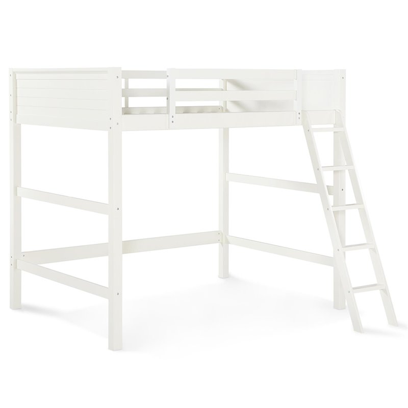 Pemberly Row Modern / Contemporary Wood Full Loft Bed in White Finish