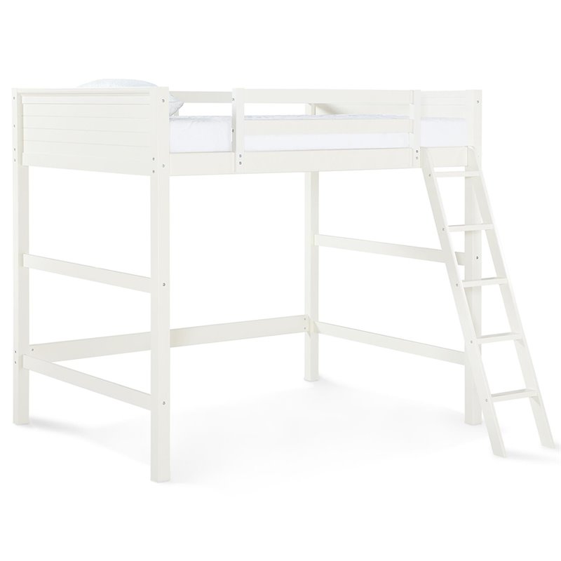 Pemberly Row Modern / Contemporary Wood Full Loft Bed in White Finish
