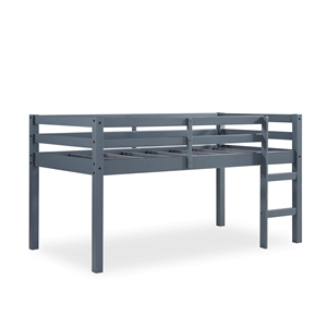 Pemberly Row Transitional Junior Twin Loft Bed in Gray Finish