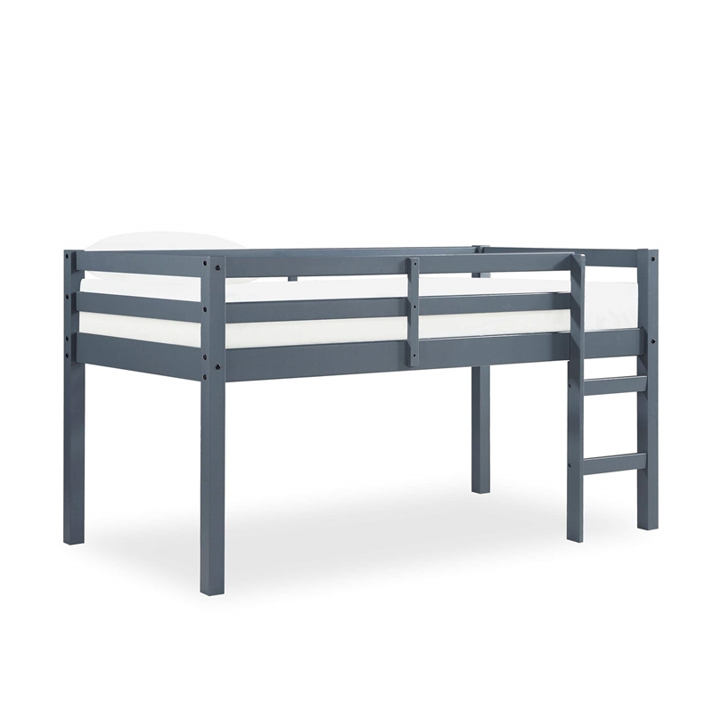 Pemberly Row Transitional Junior Twin Loft Bed in Gray Finish