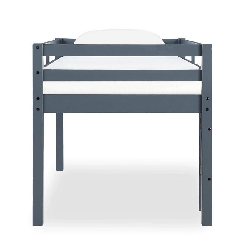 Pemberly Row Transitional Junior Twin Loft Bed in Gray Finish