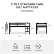 Pemberly Row Transitional Junior Twin Loft Bed in Black Finish