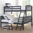 Pemberly Row Transitional Twin Over Full Bunk Bed in Slate Gray