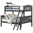 Pemberly Row Transitional Twin Over Full Bunk Bed in Slate Gray