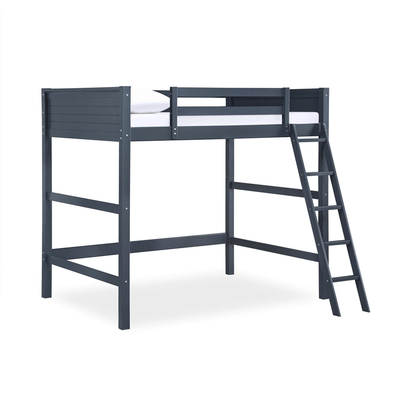 Pemberly Row Traditional Wood Full Size Loft Bed in Black Finish