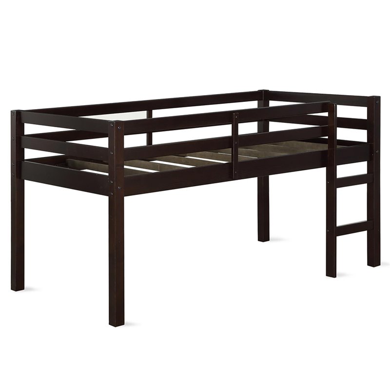 Pemberly Row Transitional Twin Junior Loft Bed in Espresso Finish