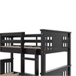 Pemberly Row Transitional Twin Over Twin Wood Bunk Bed for Kids in Black