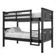Pemberly Row Transitional Twin Over Twin Wood Bunk Bed for Kids in Black