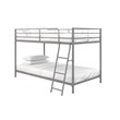 Pemberly Row Junior Modern Metal Gray Twin over Twin Low Bunk Bed for Kids