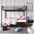 Pemberly Row Transitional Twin Over Twin Bunk Bed with Storage Bins in Black