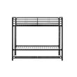 Pemberly Row Transitional Twin Over Twin Bunk Bed with Storage Bins in Black
