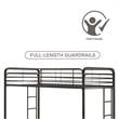 Pemberly Row Transitional Twin Over Twin Bunk Bed with Storage Bins in Black