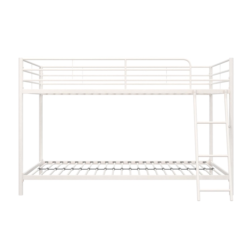 Pemberly Row Transitional Junior Twin over Twin Low Bunk Bed for Kids in White