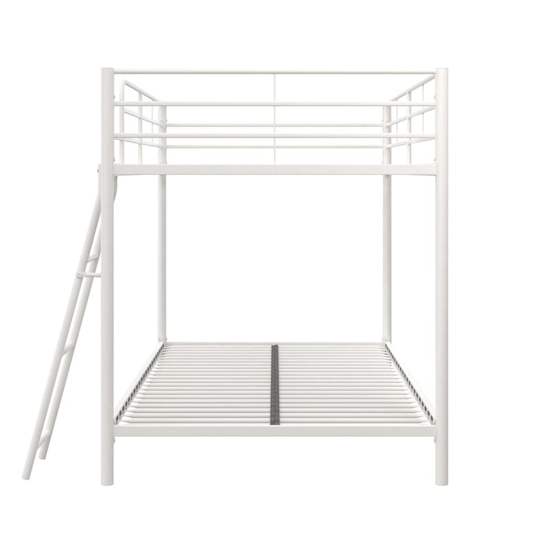 Pemberly Row Transitional Junior Twin over Twin Low Bunk Bed for Kids in White