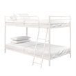 Pemberly Row Transitional Junior Twin over Twin Low Bunk Bed for Kids in White