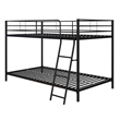 Pemberly Row Junior Modern Metal Twin over Twin Low Bunk Bed for Kids in Black