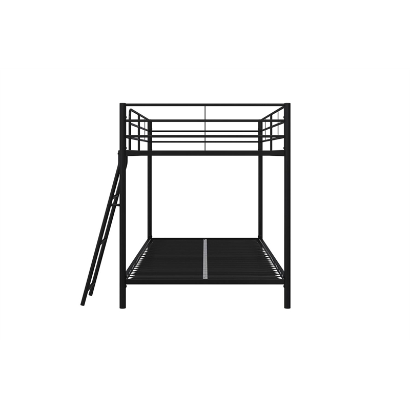 Pemberly Row Junior Modern Metal Twin over Twin Low Bunk Bed for Kids in Black