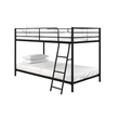 Pemberly Row Junior Modern Metal Twin over Twin Low Bunk Bed for Kids in Black