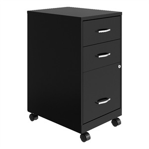 Pemberly Row 18&quotD 3 Drawer Mobile Metal Organizer File Cabinet - Black