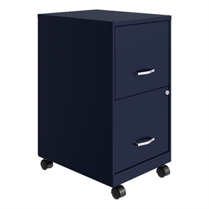 Pemberly Row 18&quot 2 Drawer Mobile Ultra Pedestal Metal File Cabinet - Navy