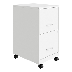 Pemberly Row 18&quot 2 Drawer Mobile Ultra Pedestal Metal File Cabinet- Alpine White