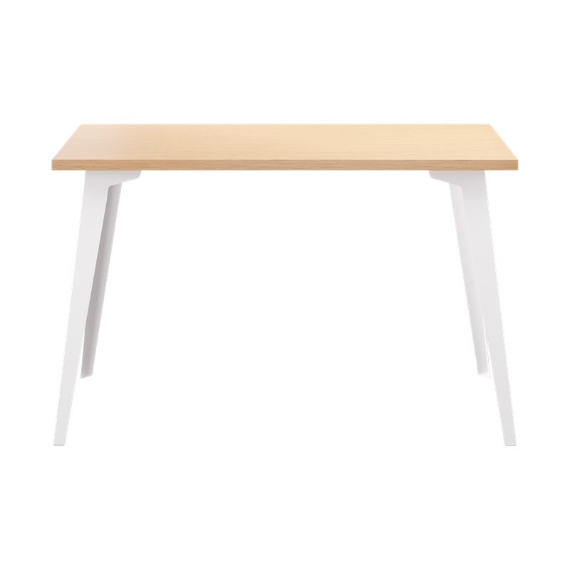 Pemberly Row 24x48 Mid Century Modern Metal Desk - Alpine White / Platinum Oak