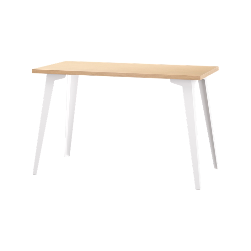 Pemberly Row 24x48 Mid Century Modern Metal Desk - Alpine White / Platinum Oak