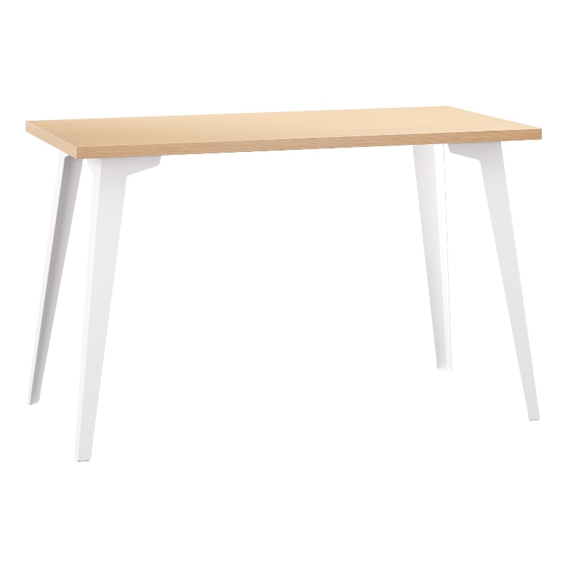 Pemberly Row 24x48 Mid Century Modern Metal Desk - Alpine White / Platinum Oak