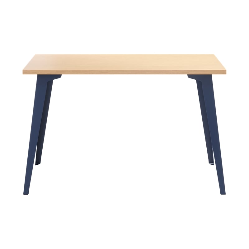 Pemberly Row 24x48 Mid Century Modern Metal Desk - Navy / Platinum Oak