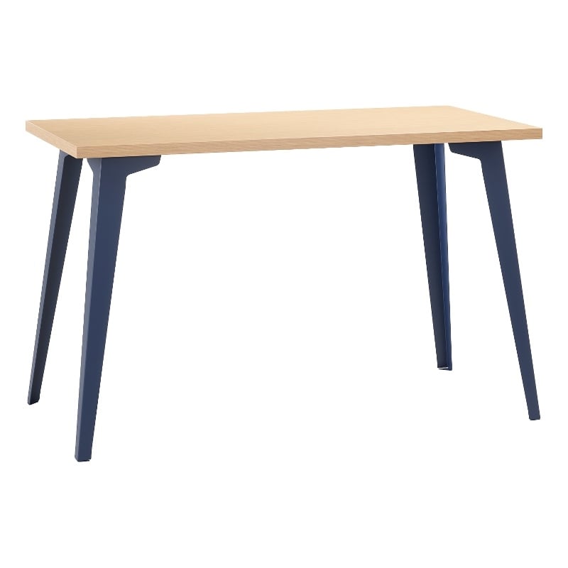 Pemberly Row 24x48 Mid Century Modern Metal Desk - Navy / Platinum Oak