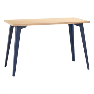 Pemberly Row 24x48 Mid Century Modern Metal Desk - Navy / Platinum Oak