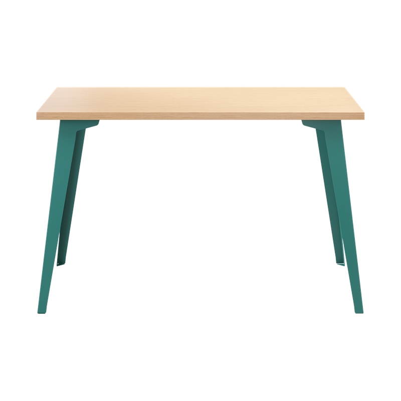 Pemberly Row 24x48 Mid Century Modern Metal Desk - Teal / Platinum Oak