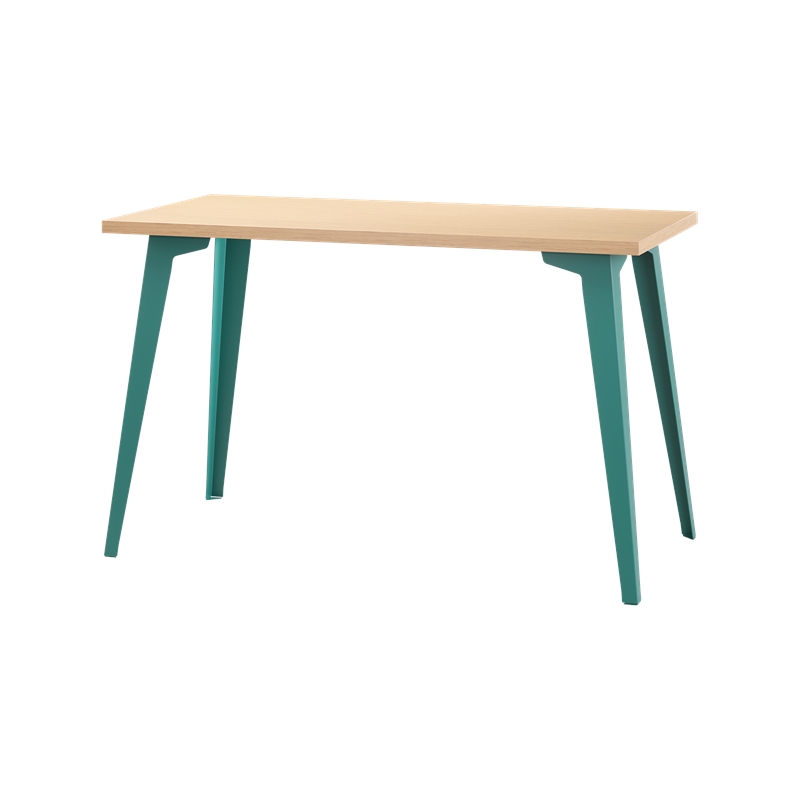 Pemberly Row 24x48 Mid Century Modern Metal Desk - Teal / Platinum Oak