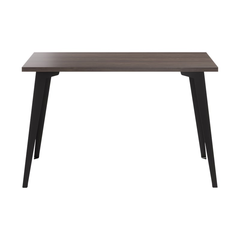 Pemberly Row 24x48 Mid Century Modern Metal Desk - Black / Trail Walnut