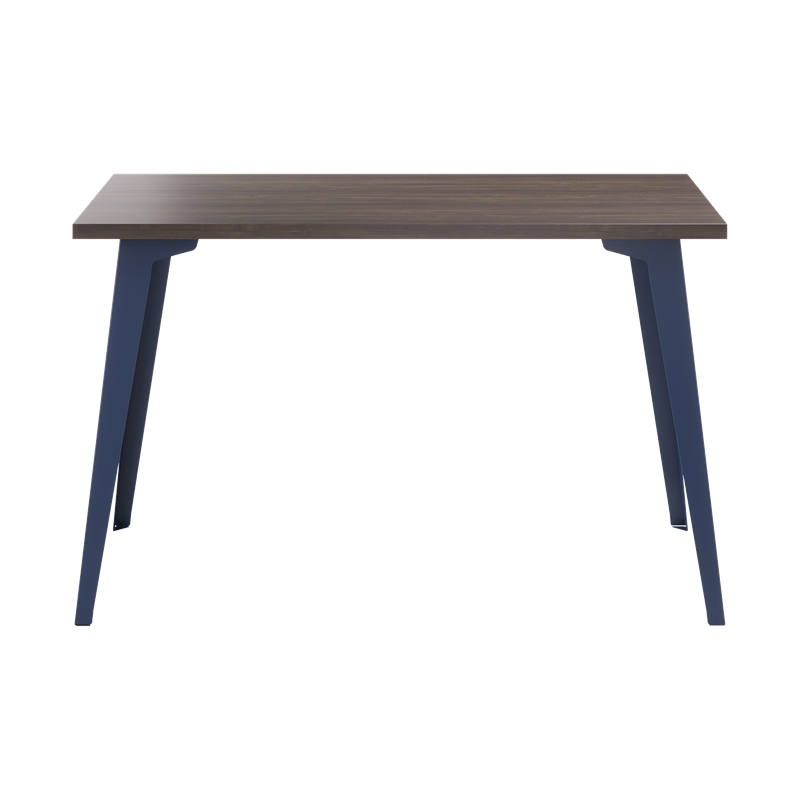 Pemberly Row 24x48 Mid Century Modern Metal Desk - Navy / Trail Walnut