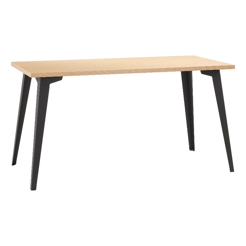Pemberly Row 27x57 Mid Century Modern Metal Desk - Black / Platinum Oak