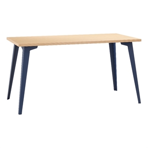 Pemberly Row 27x57 Mid Century Modern Metal Desk - Navy / Platinum Oak