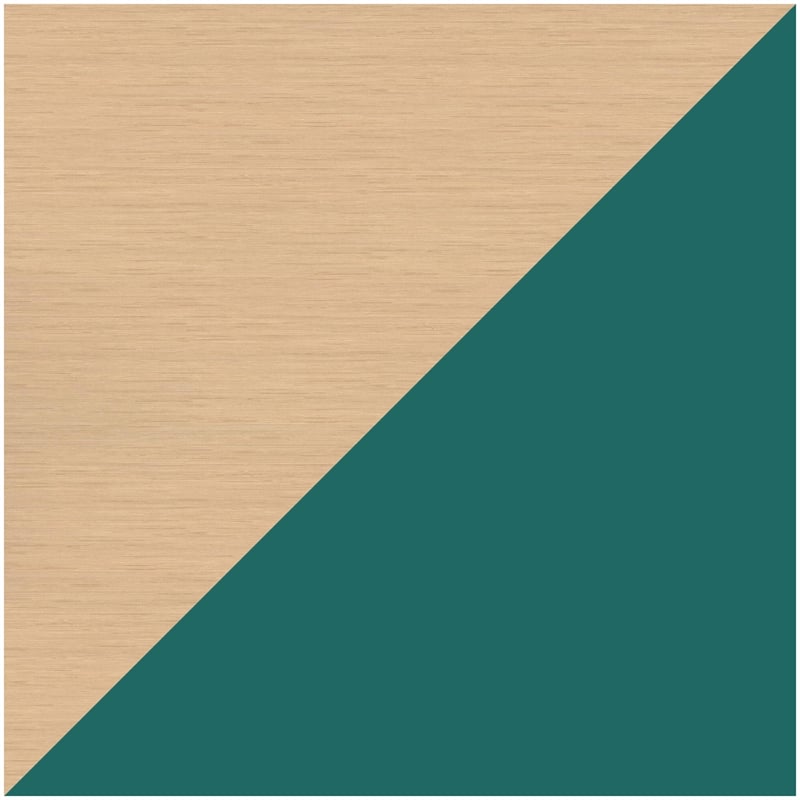 Pemberly Row 27x57 Mid Century Modern Metal Desk - Teal / Platinum Oak