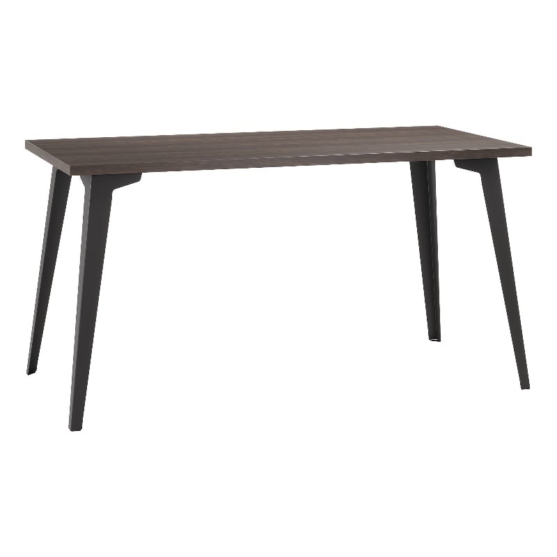 Pemberly Row 27x57 Mid Century Modern Metal Desk - Black / Trail Walnut